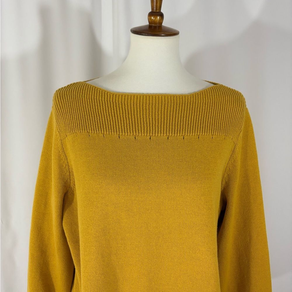 NWT LOFT Mustard Colored  Boat Neck Cotton Sweater - Picture 2 of 7